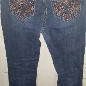 L.A. Idol Dark Blue Boot Cut Jeans with Embellished Pockets